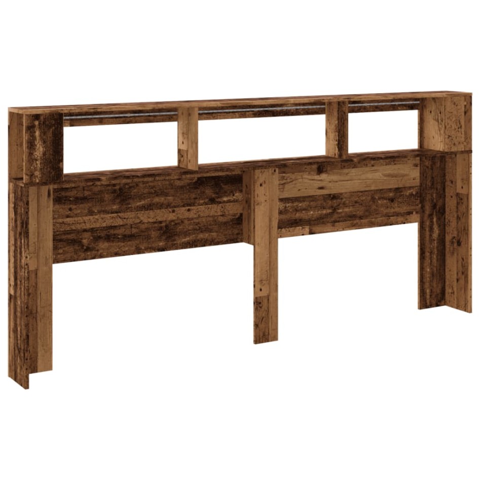 Cabecero con LED madera ingeniería envejecida 220x18,5x103,5