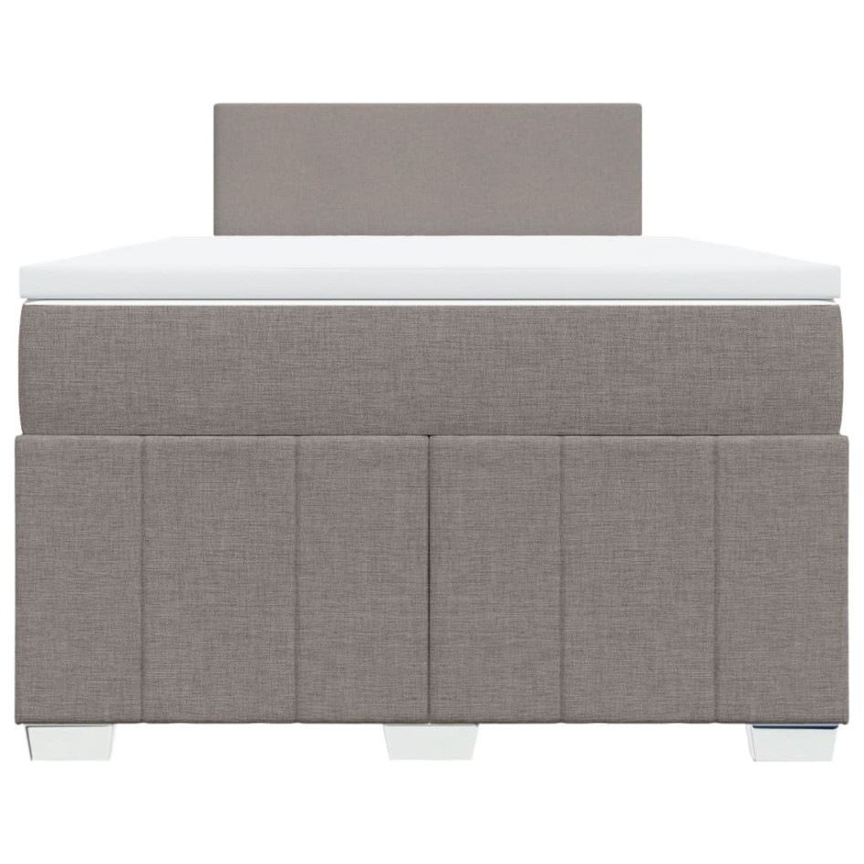 Cama box spring con colchón tela gris taupe 120x200