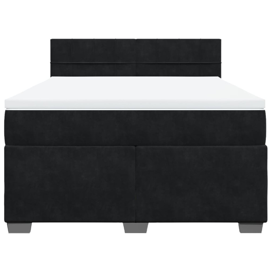 Cama box spring con colchón terciopelo negro 140x200