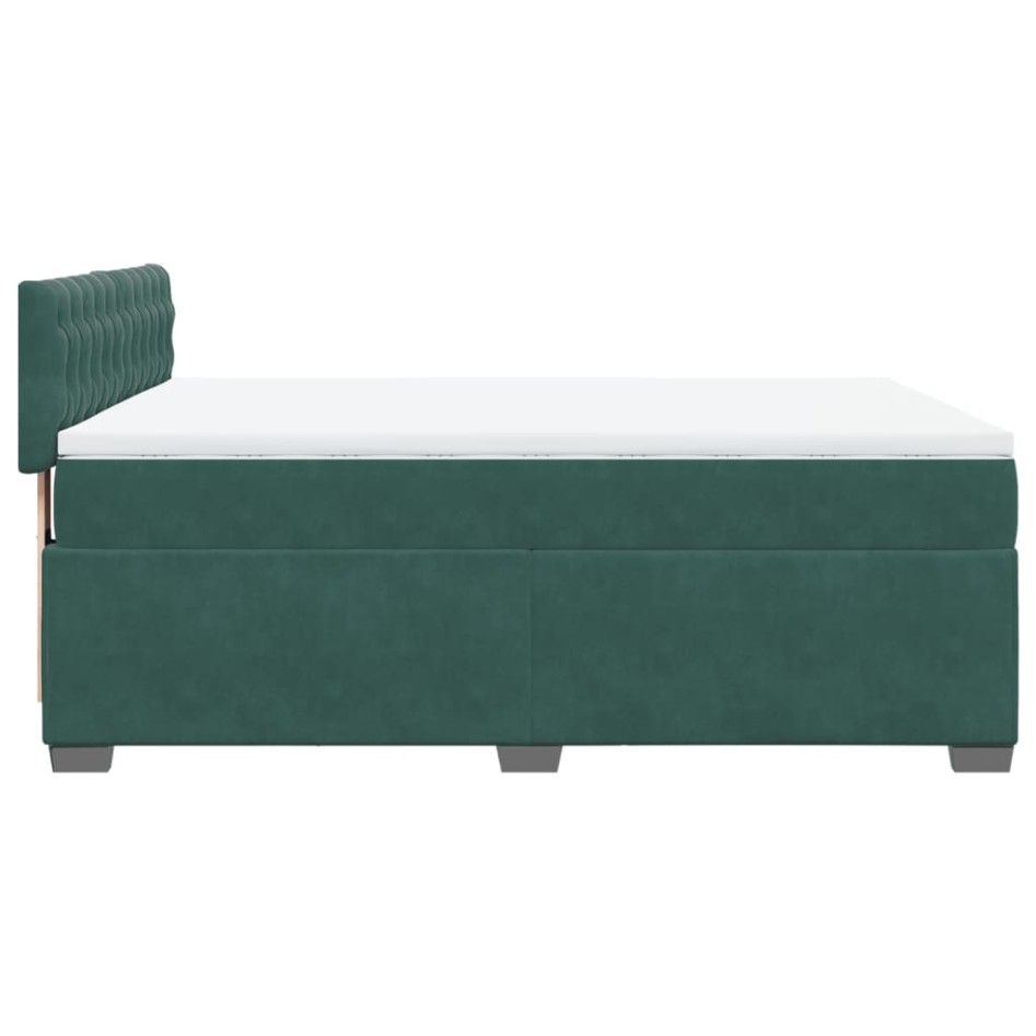 Cama box spring con colchón terciopelo verde oscuro 140x200