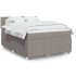 Cama box spring con colchón tela gris taupe 140x200