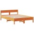 Cama con estantería sin colchón madera maciza marrón 140x190