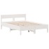 Cama con estantería sin colchón madera maciza blanca 135x190