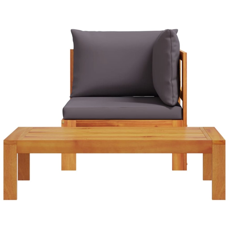 Sofás de jardín 2 pzas con cojines madera maciza