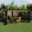 Cenador con paredes de malla acero taupe 4x3 m