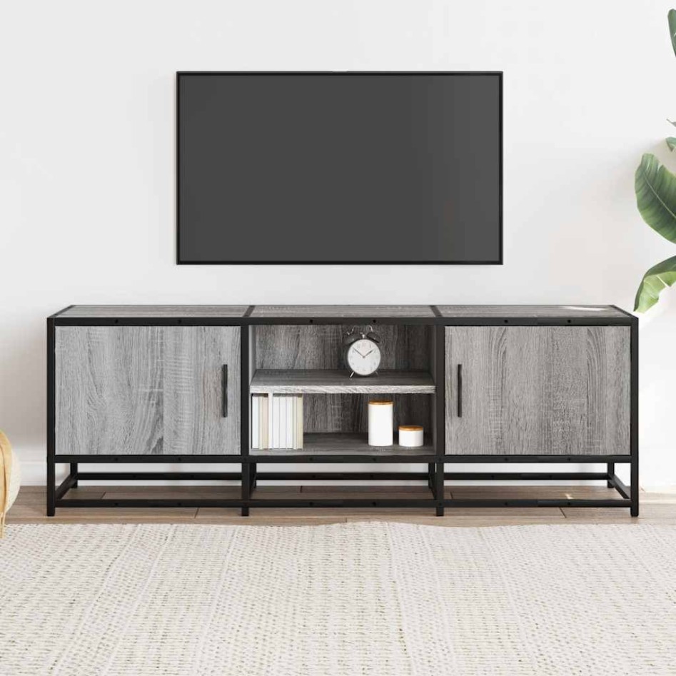 Mueble TV madera ingeniería y metal gris Sonoma 120x35x41