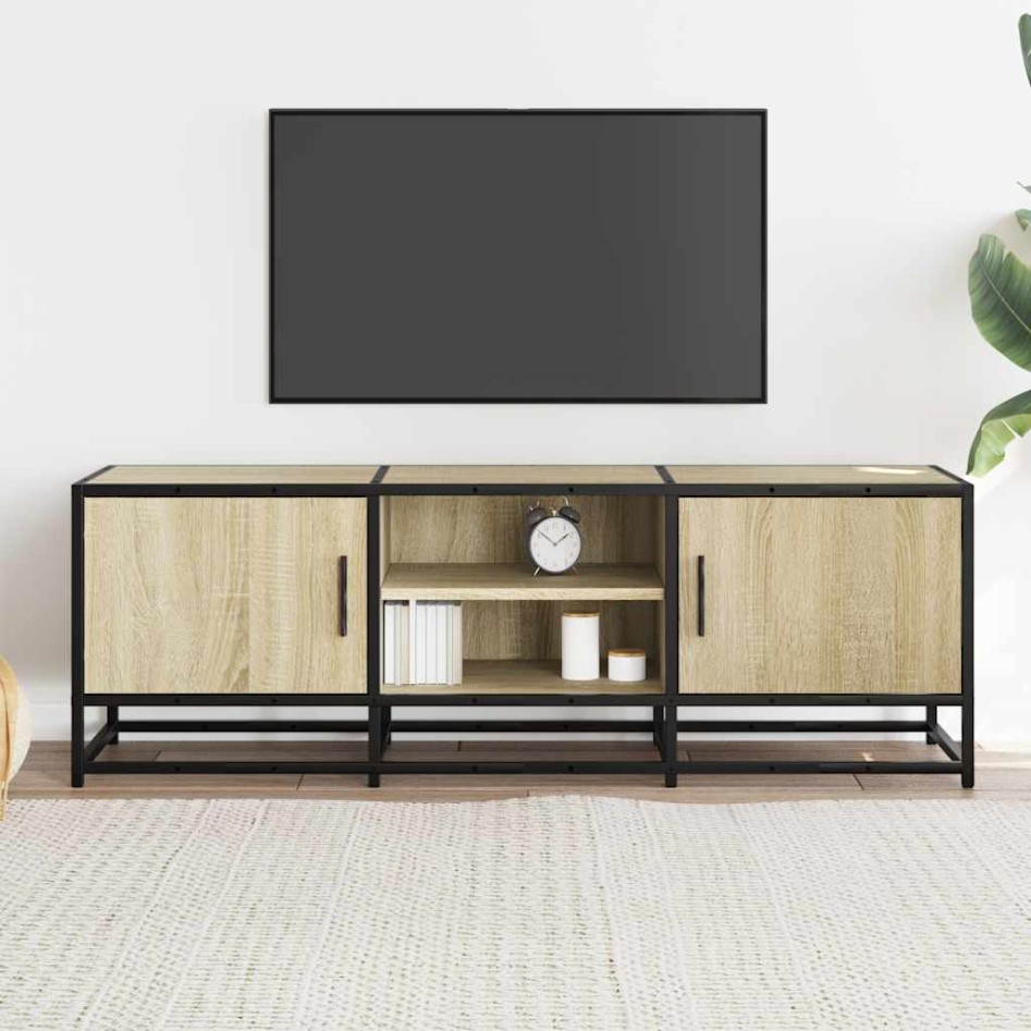 Mueble TV metal y madera ingeniería roble Sonoma 120x35x41