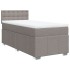 Cama box spring con colchón tela gris taupe 90x200