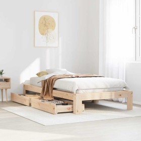Estructura de cama sin colchón madera maciza pino 75x190