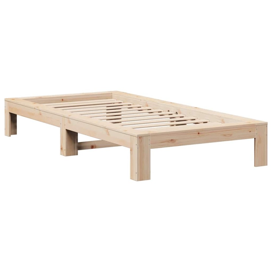 Estructura de cama sin colchón madera maciza pino 75x190