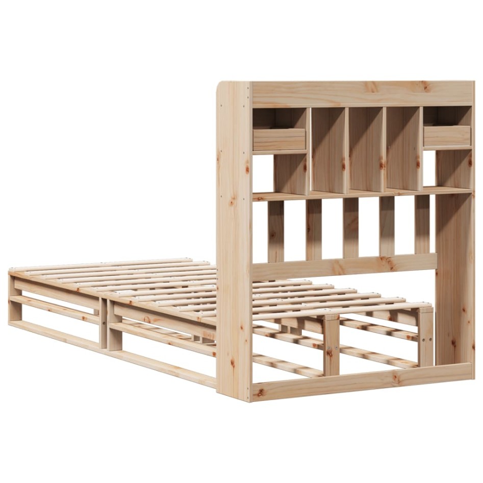 Cama con estantería sin colchón madera maciza de pino