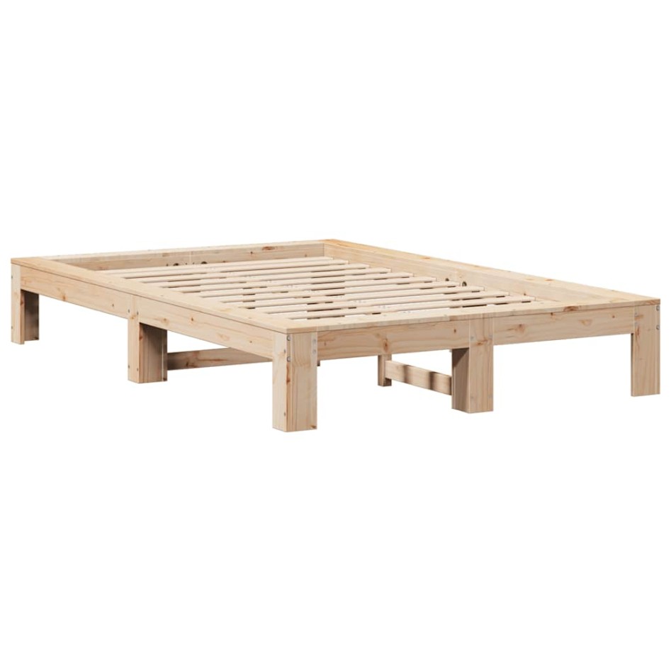 Estructura de cama sin colchón madera maciza de pino 135x190