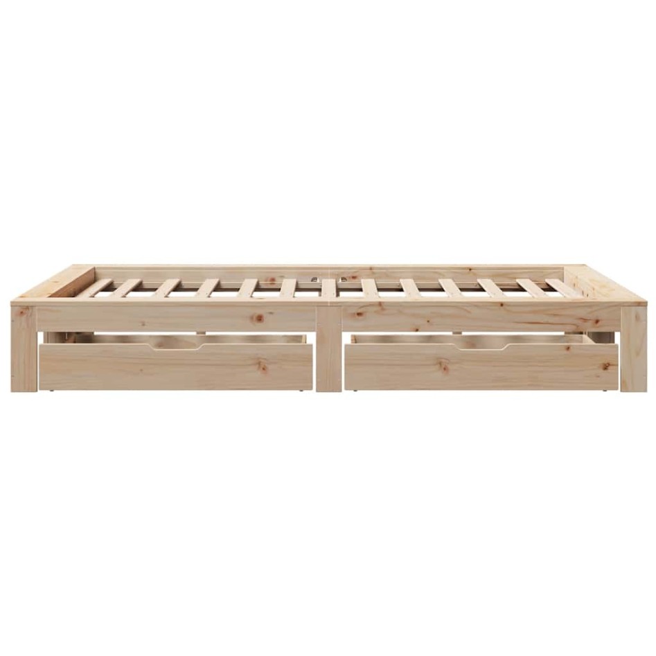 Estructura de cama sin colchón madera maciza de pino 135x190