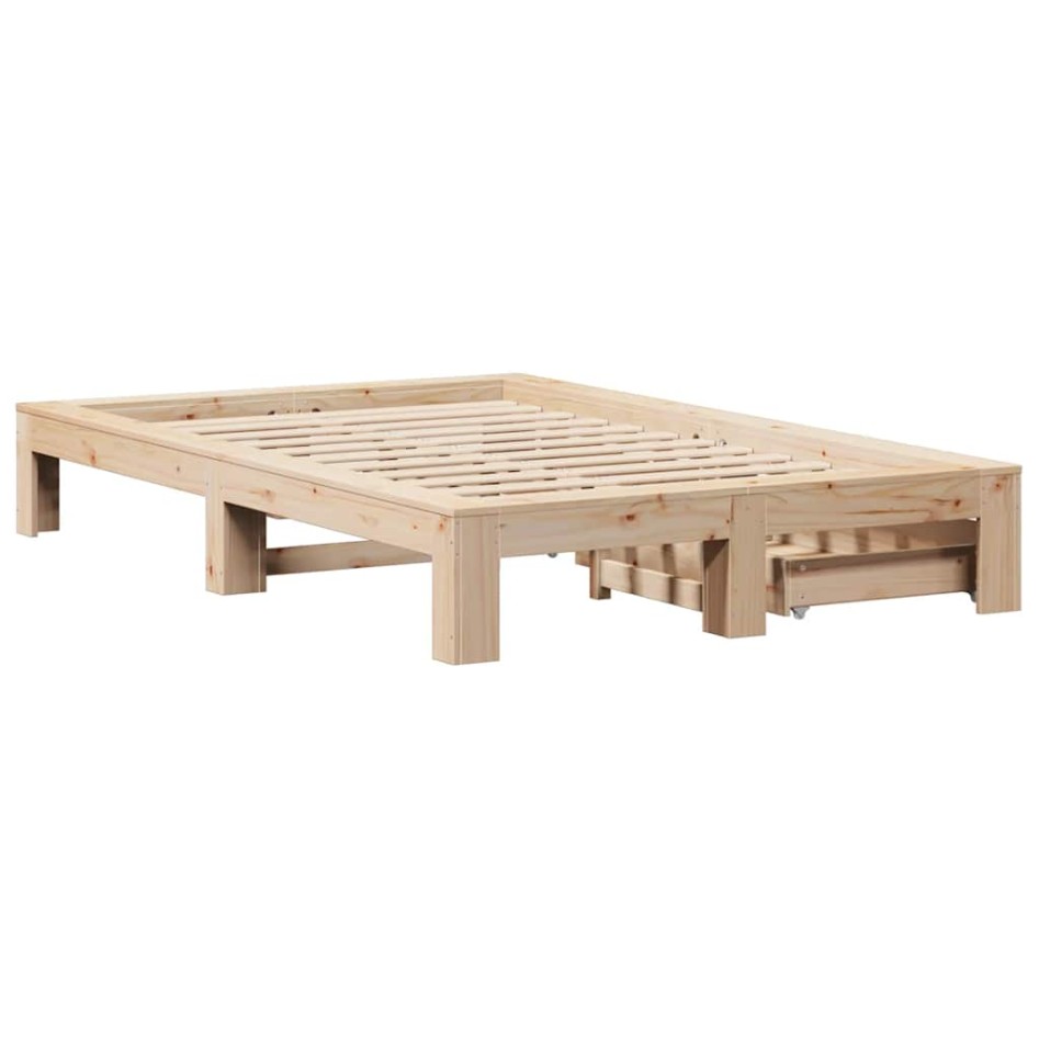 Estructura de cama sin colchón madera maciza de pino 135x190