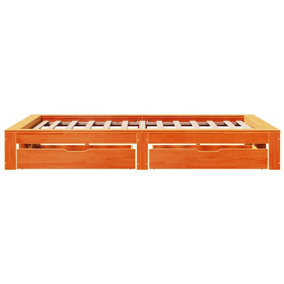 Estructura de cama sin colchón madera maciza marrón 135x190