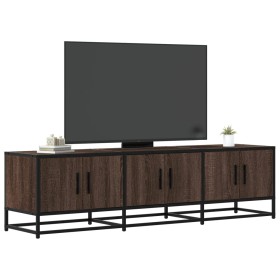 Mueble TV metal y madera ingeniería marrón roble 150x35x41