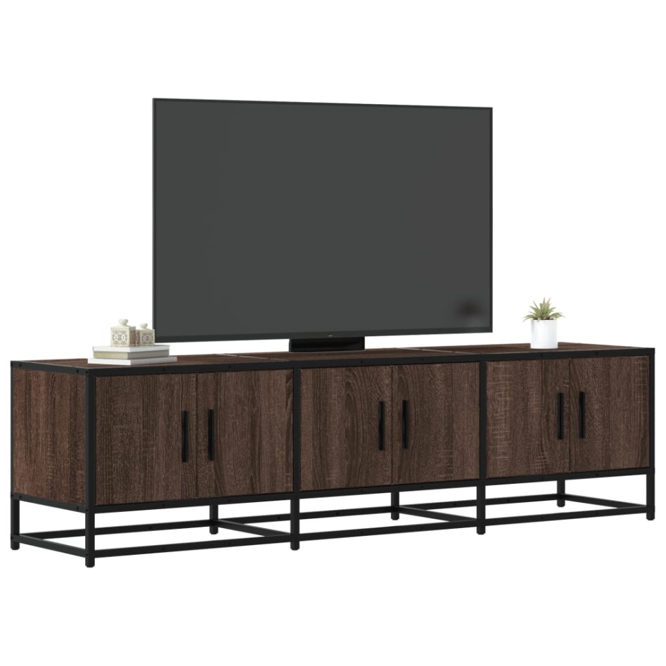 Mueble TV metal y madera ingeniería marrón roble 150x35x41