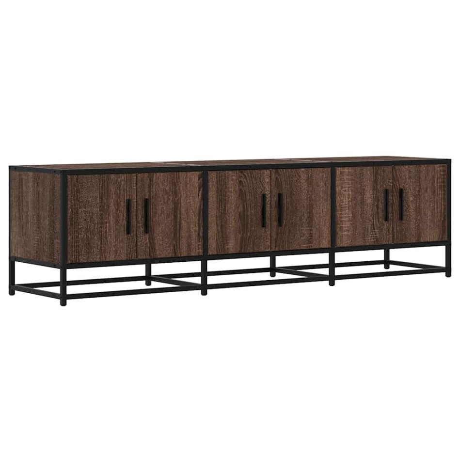 Mueble TV metal y madera ingeniería marrón roble 150x35x41