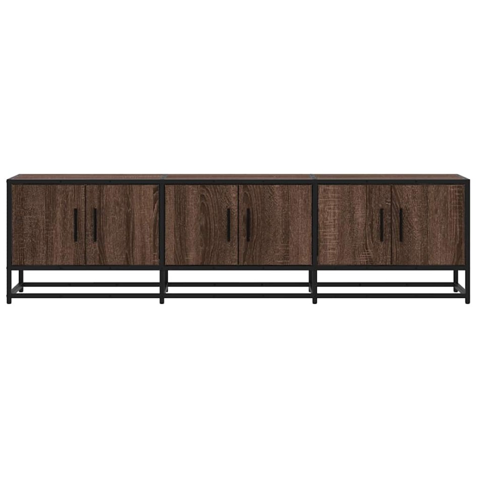 Mueble TV metal y madera ingeniería marrón roble 150x35x41