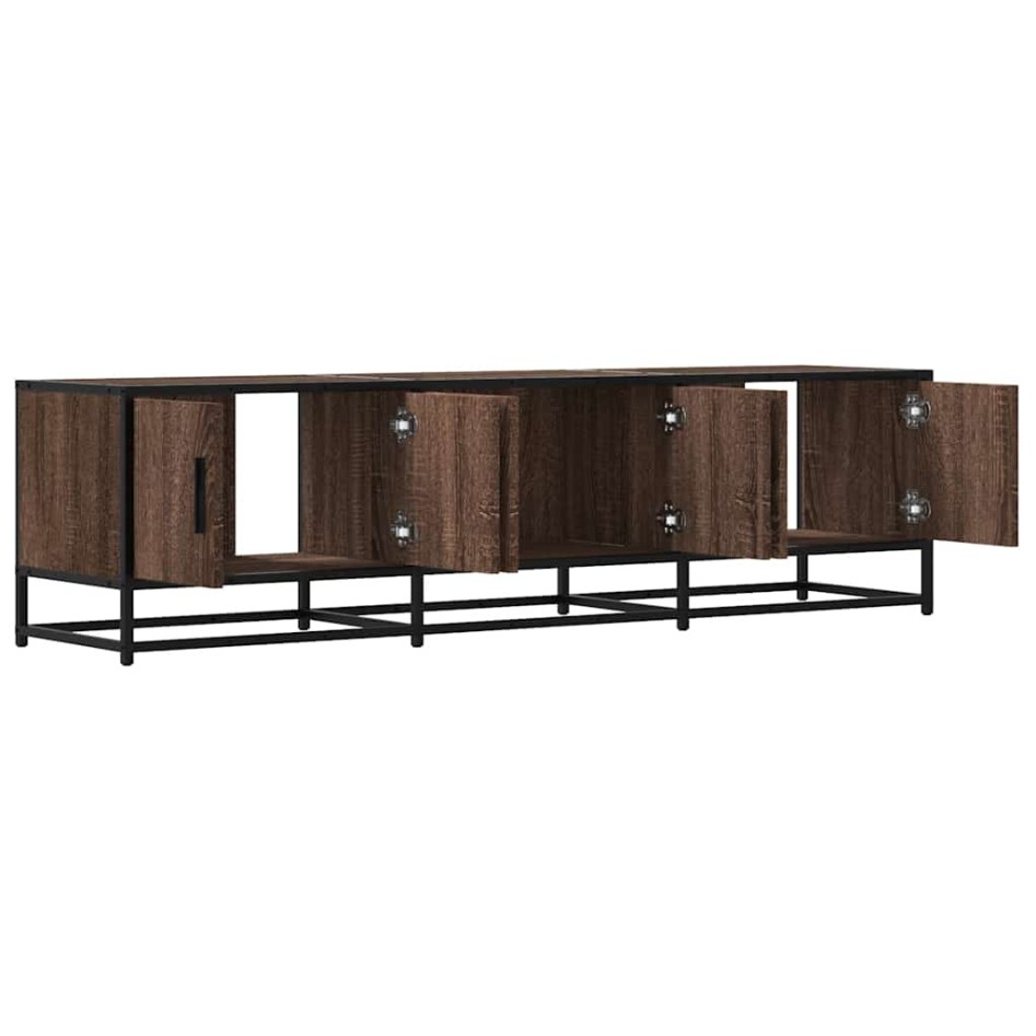 Mueble TV metal y madera ingeniería marrón roble 150x35x41