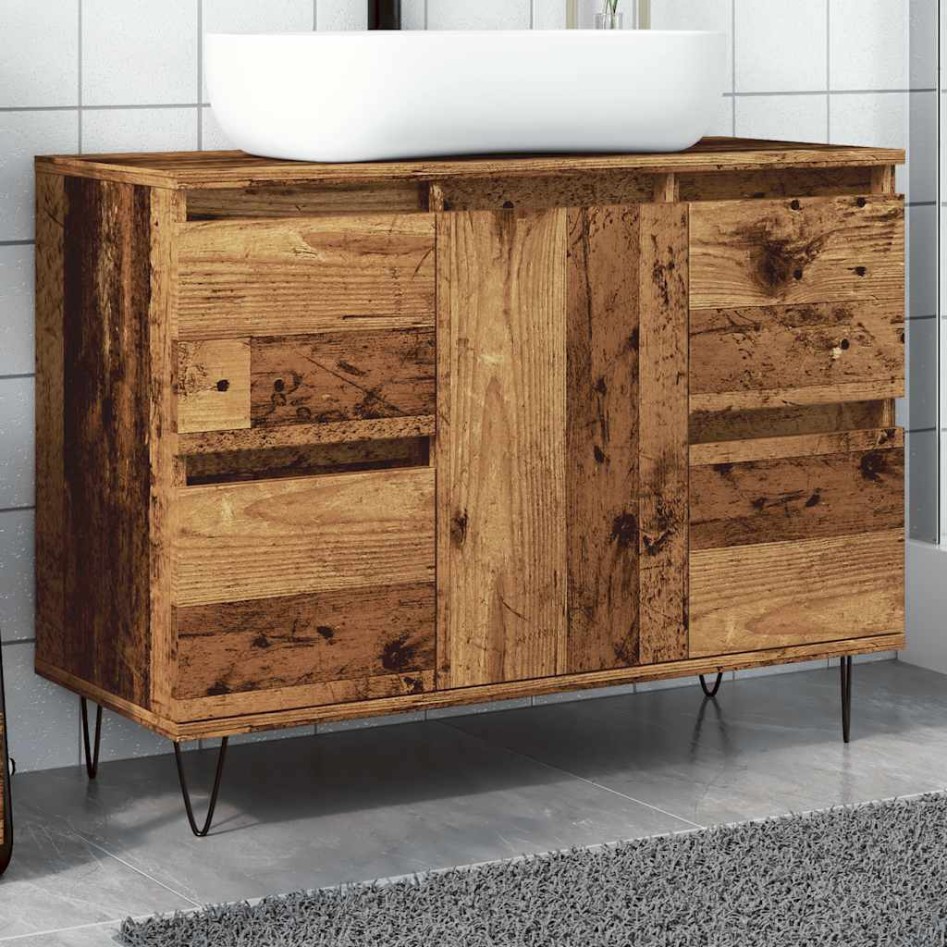 Mueble de baño madera de ingeniería envejecida 80x33x60