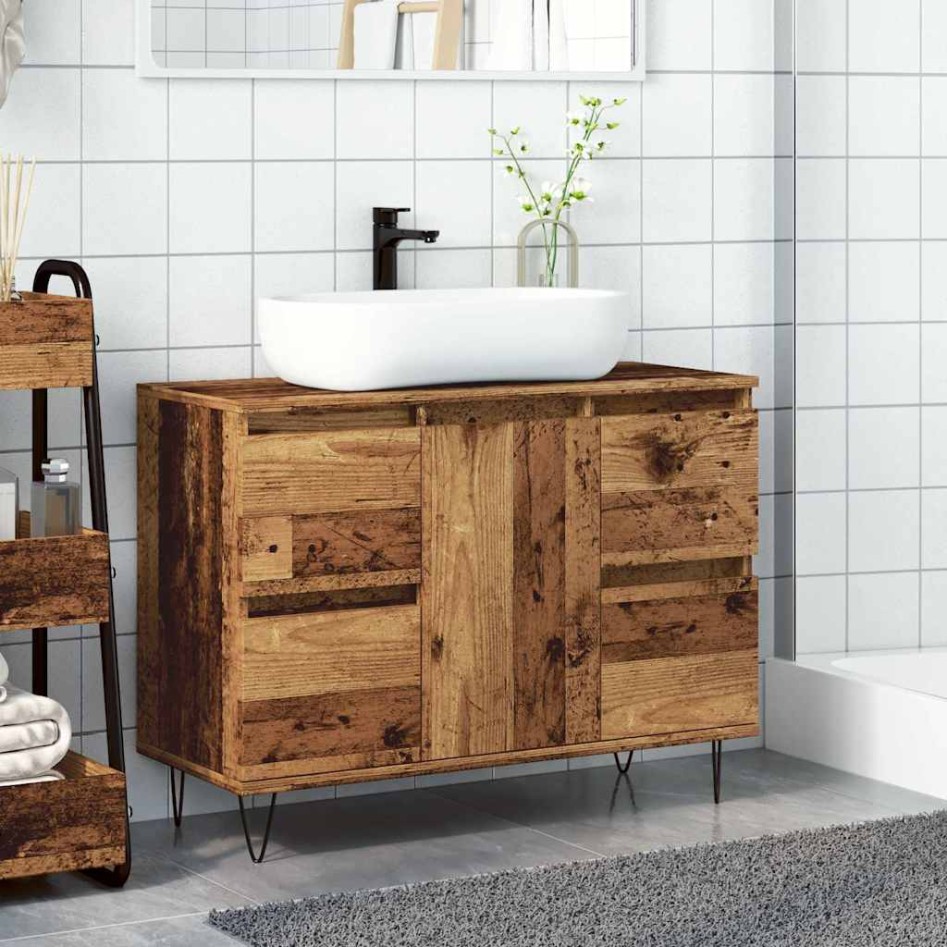 Mueble de baño madera de ingeniería envejecida 80x33x60
