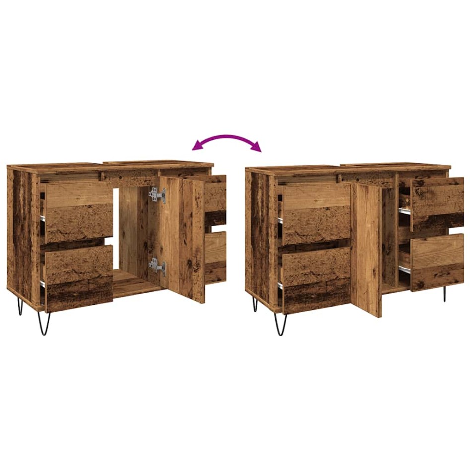 Mueble de baño madera de ingeniería envejecida 80x33x60