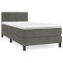Cama box spring con colchón terciopelo gris oscuro 100x200
