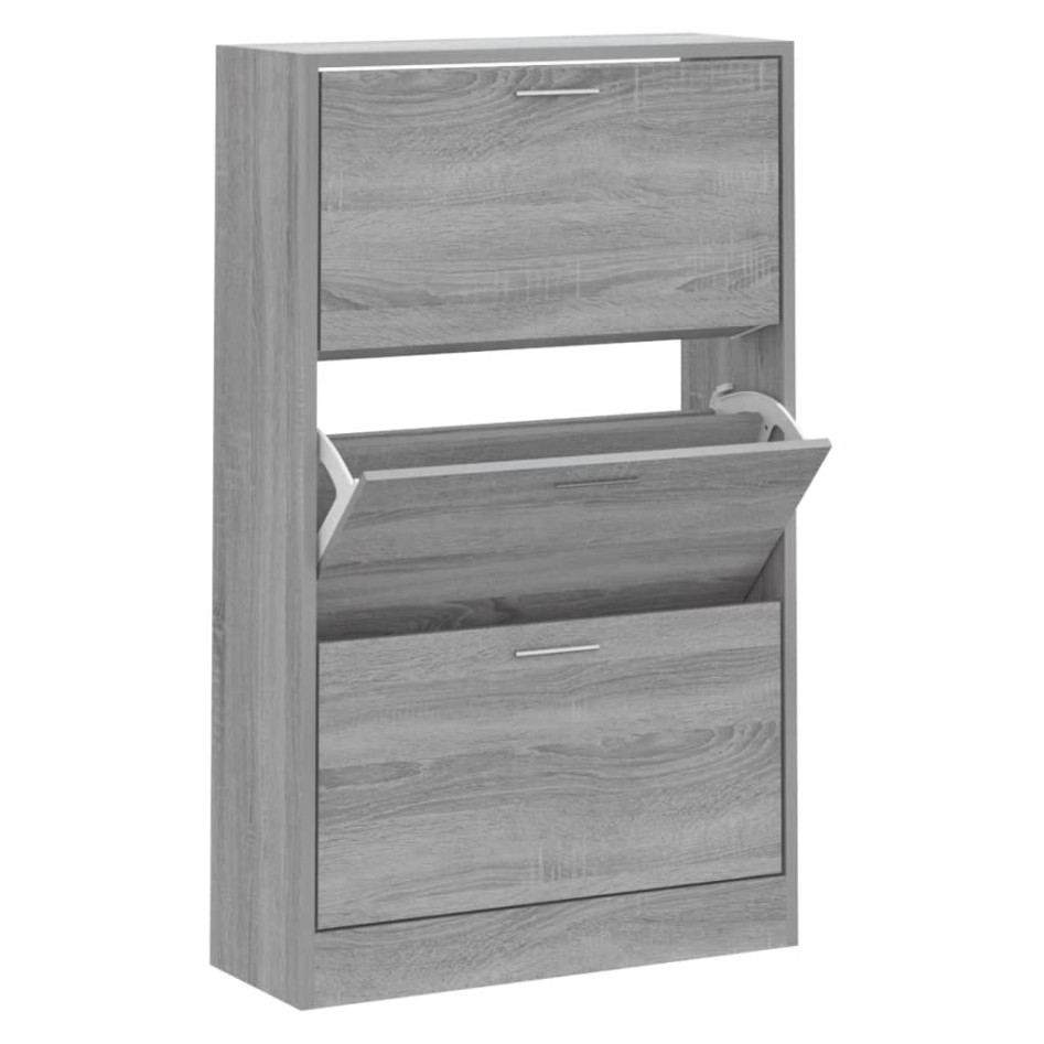 Mueble zapatero madera contrachapada gris Sonoma 63x24x103