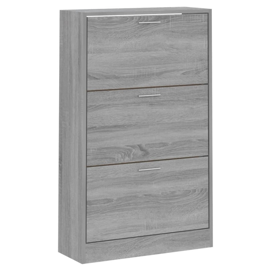 Mueble zapatero madera contrachapada gris Sonoma 63x24x103