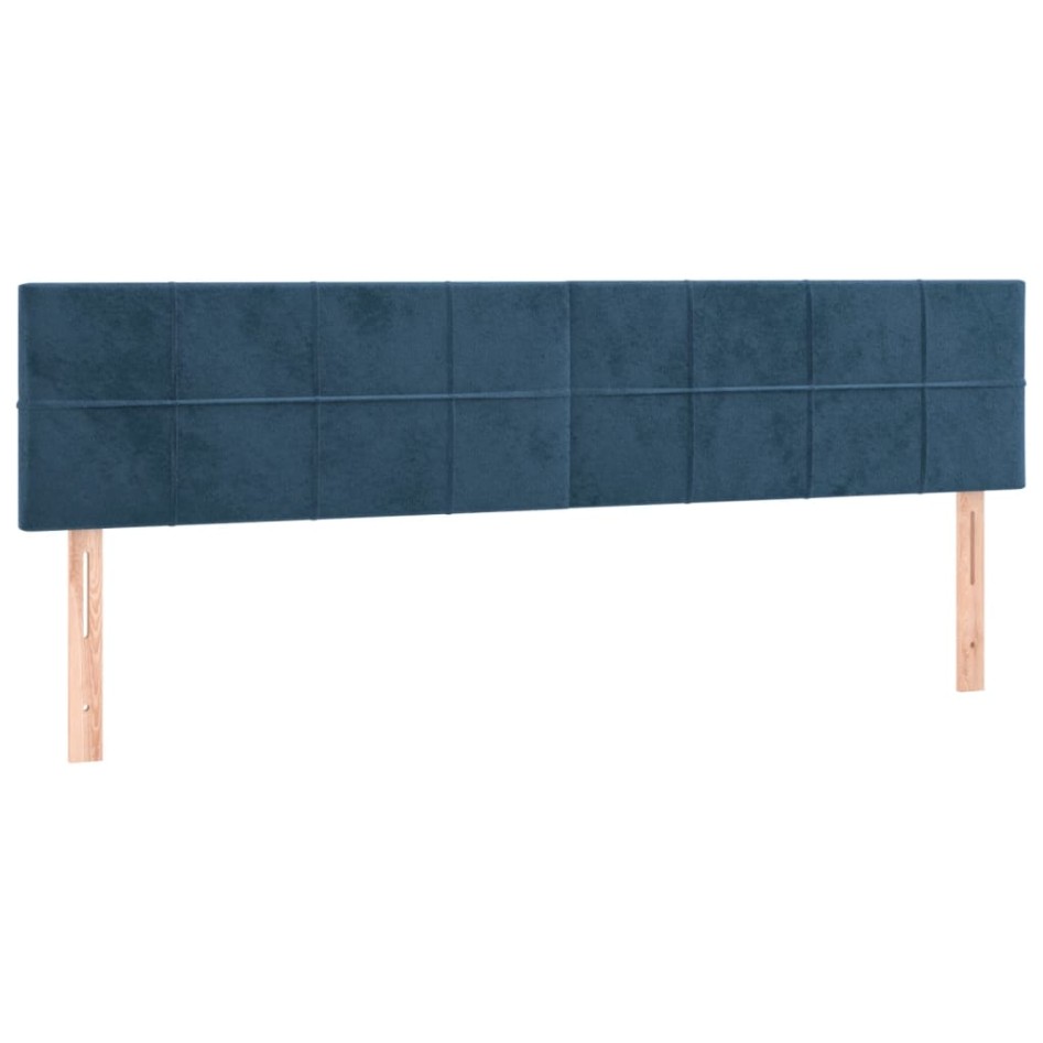Cama box spring con colchón terciopelo azul oscuro 200x200