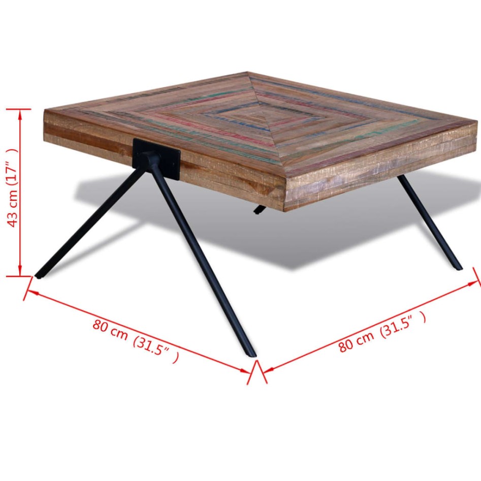 Mesa de centro con patas en forma de V madera de teca