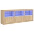 Aparador con luces LED roble Sonoma 181,5x37x67