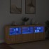 Aparador con luces LED roble Sonoma 181,5x37x67