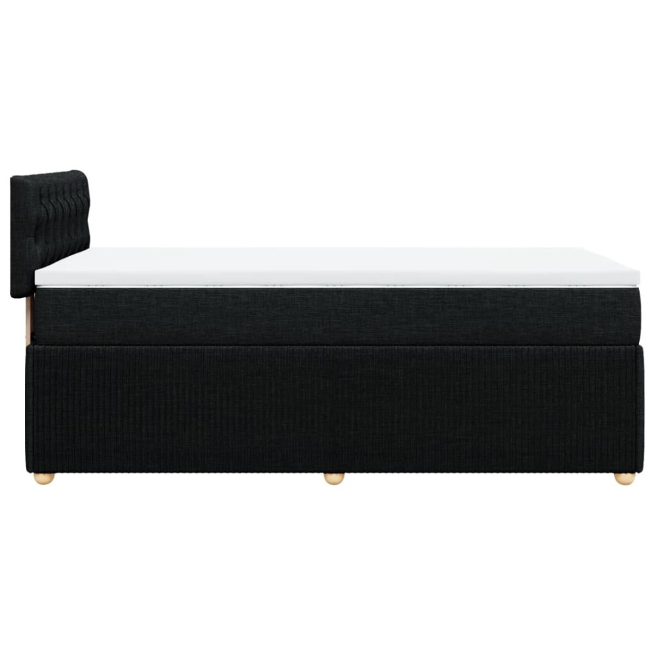 Cama box spring con colchón tela negro 80x200