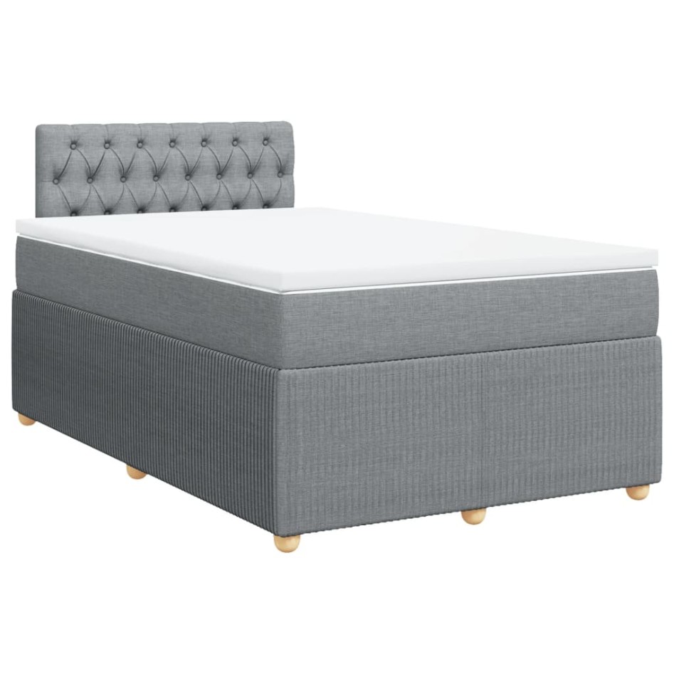 Cama box spring con colchón tela gris claro 120x200