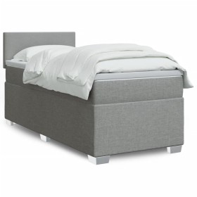 Cama box spring con colchón tela gris claro 100x200