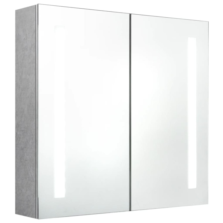 Armario de baño con espejo LED gris hormigón 62x14x60