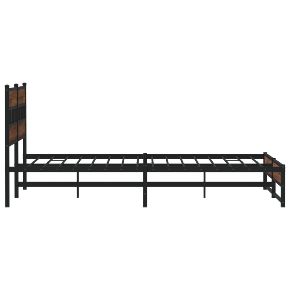 Estructura de cama sin colchón metal roble marrón 200x200