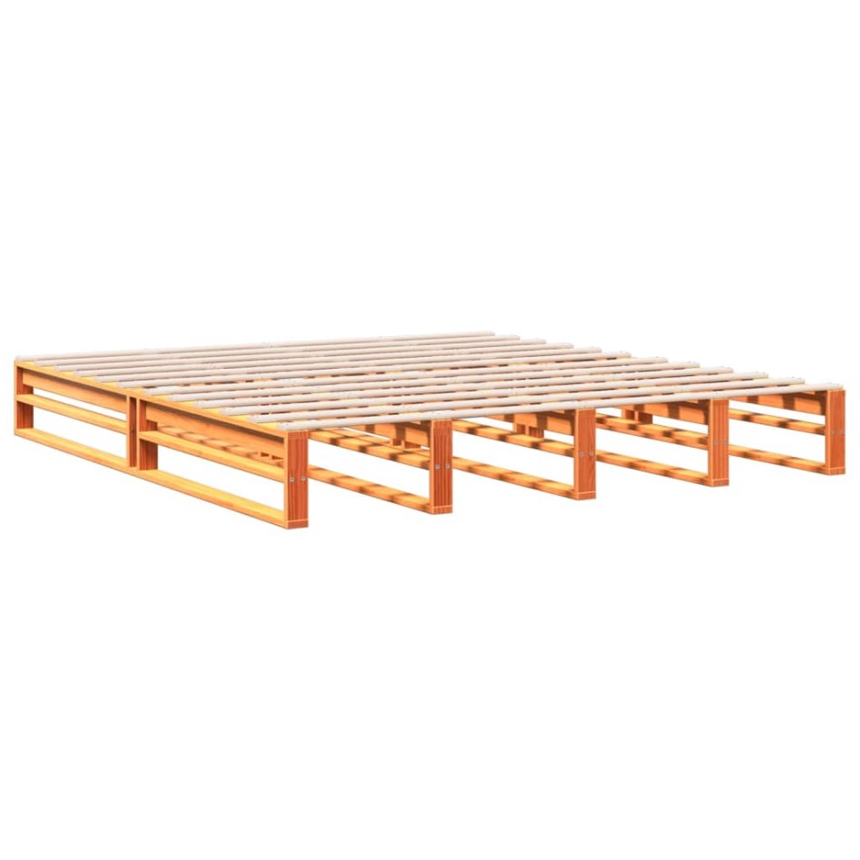 Cama con estantería sin colchón madera maciza marrón