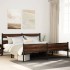 Estructura de cama sin colchón metal roble marrón 180x200