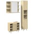 Set de muebles de baño 3 pzas madera contrachapada roble