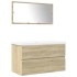 Set de muebles de baño 3 pzas madera contrachapada roble