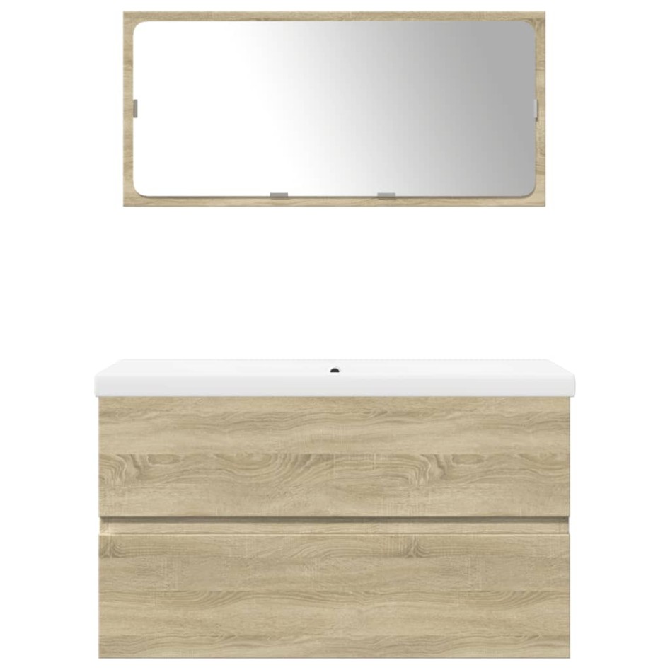 Set de muebles de baño 3 pzas madera contrachapada roble