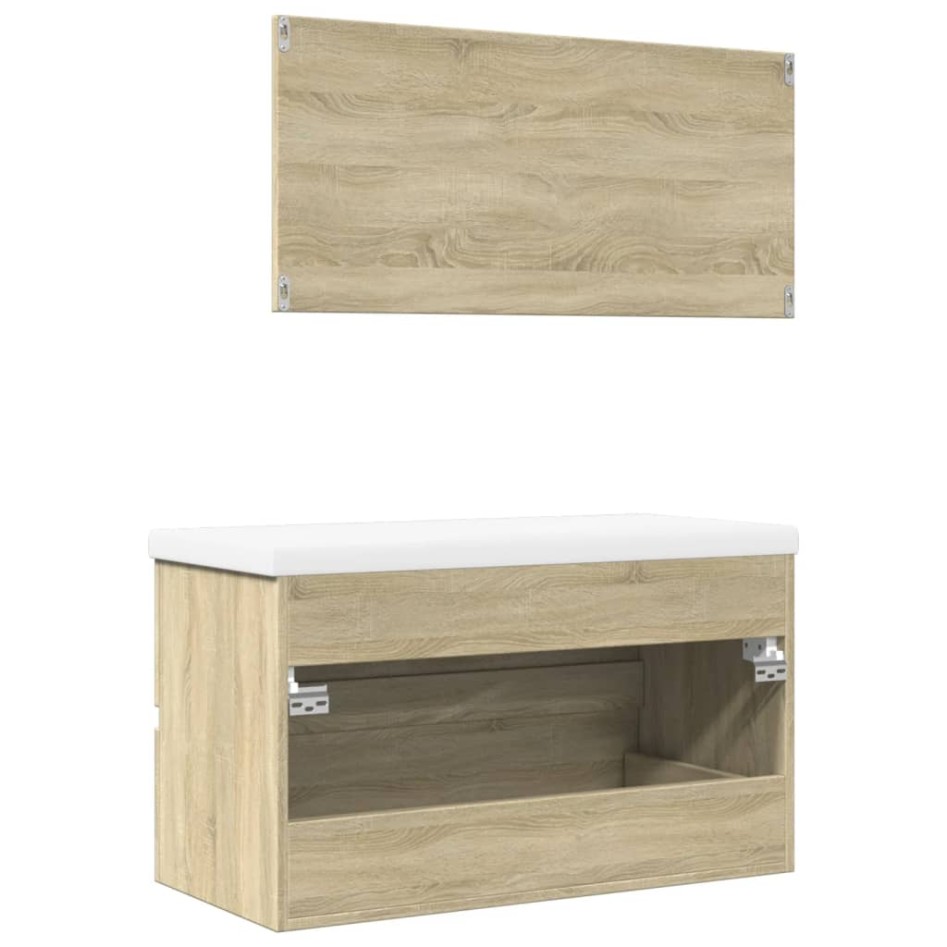 Set de muebles de baño 3 pzas madera contrachapada roble
