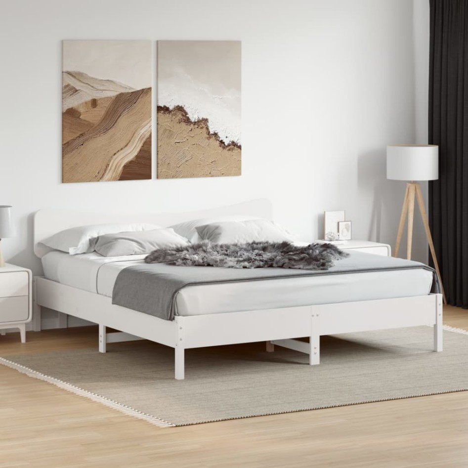 Cama sin colchón madera maciza de pino blanca 180x200
