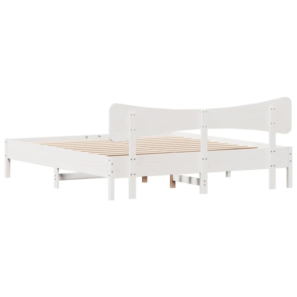 Cama sin colchón madera maciza de pino blanca 180x200