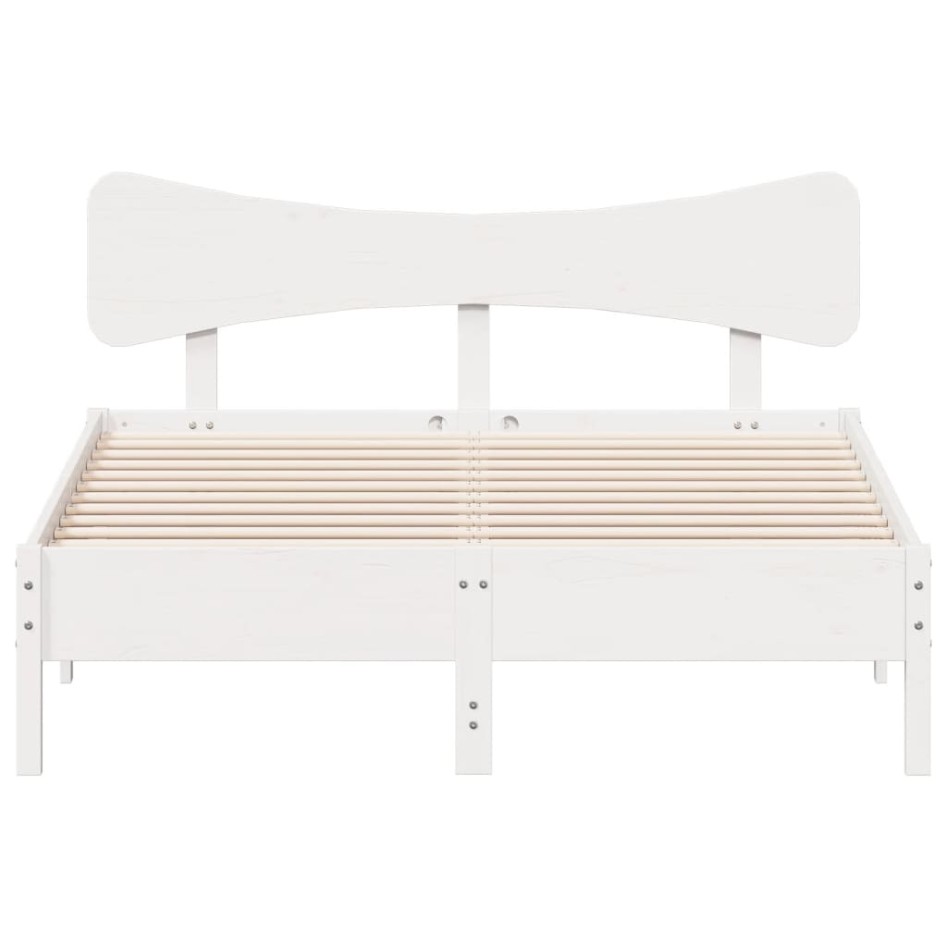 Estructura de cama sin colchón madera de pino blanca 150x200