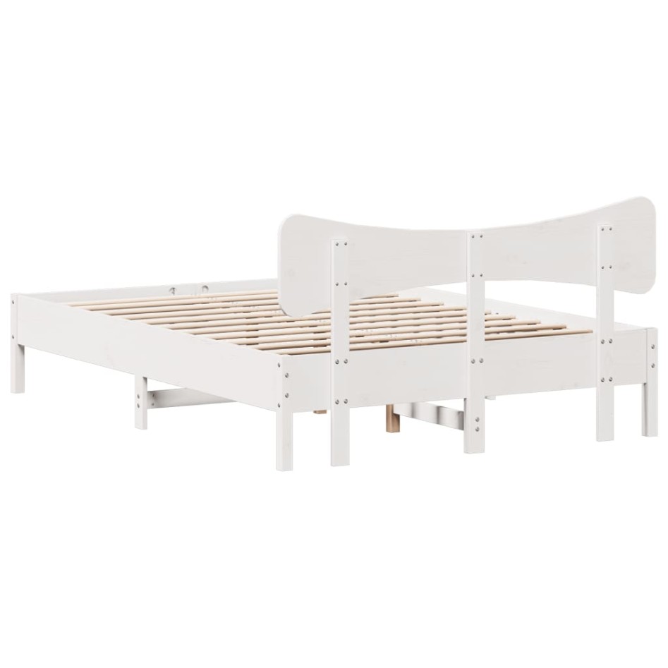 Estructura de cama sin colchón madera de pino blanca 150x200