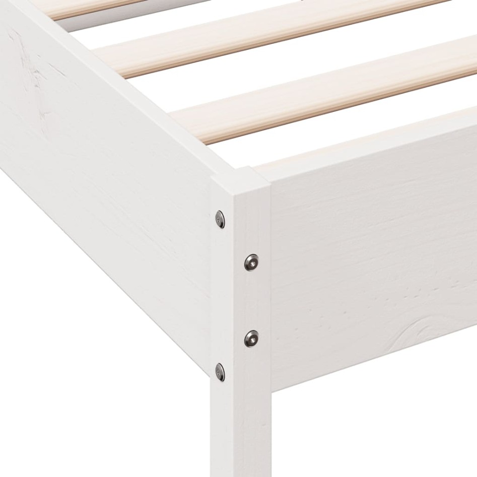 Estructura de cama sin colchón madera de pino blanca 150x200